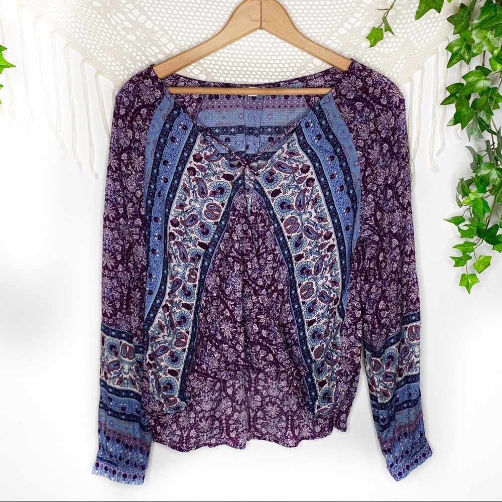Eyeshadow Paisley Boho Print Blouse